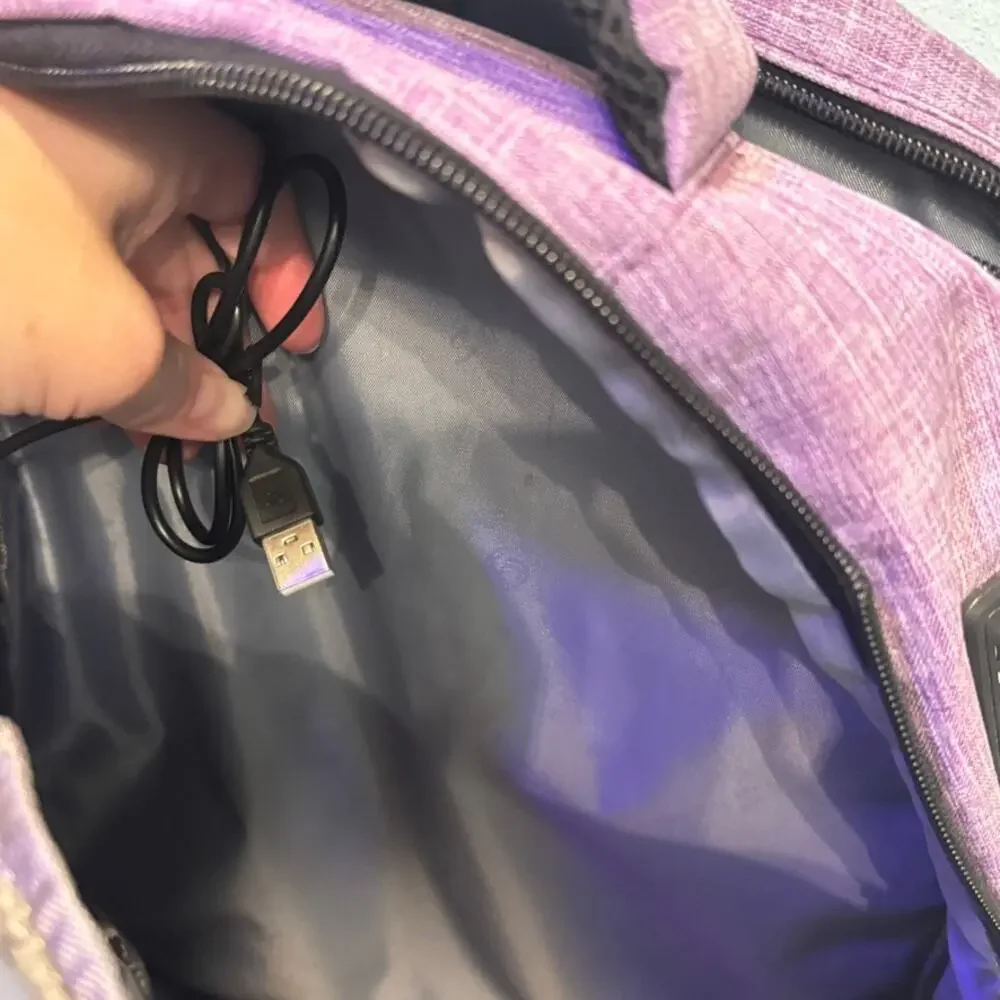 Shrradoo Purple Laptop Backpack USB Charging Port Travel School Work Bag